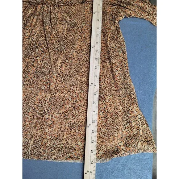 Rose + Olive Top Womens L Animal Print Smocked Lined Sheer Blouse - Picture 5 of 10